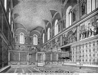 1508年の改修前のシスティーナ礼拝堂の内部を描いた絵 作： Italian School Italian School