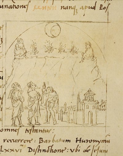 Ms.LAT.446 fol.2v賢者は星の動きを研究して、巡礼者プリシア人によるオルトパスチャからの過ぎ越しの正確な日付を決定します 作： Italian School Italian School