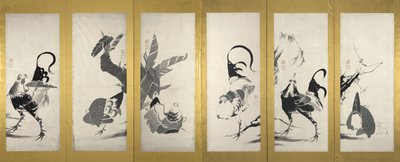 一対の屏風（紙にインク）の1つ（対3742188） 作： Ito Jakuchu