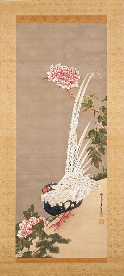 Silver Pheasant And Peonies (ink and colour on silk)   1453323   ja       japanese Successfully Translated  Original: Sketchbook Drawing Translat: Sketchbook Drawing 1442481 ja japanese Successfully Translated Original: Naval expeditions and river landscap 作： Ito Jakuchu