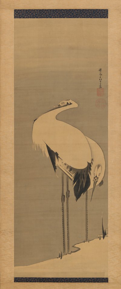 2つのクレーン、1795年。 作： Ito Jakuchu