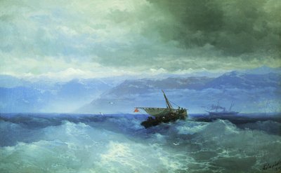 ロシア語：「海からのコーカサス山脈」 海からのコーカサス山脈 作： Ivan Aivazovsky