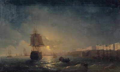 ロシア語：「月夜のオデッサの眺め」 月夜のオデッサの眺め 作： Ivan Aivazovsky