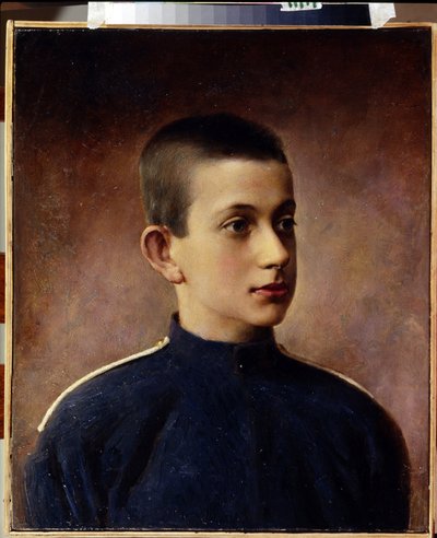 ロシアの大公コンスタンティン・ニコラエヴィッチの肖像 (1827-1892)。 (ロシア大公コンスタンチン・ニコラエヴィッチの肖像)。 10 代の肖像画。 Ivan Alexeevich Tyurin (1824-1904) による絵画、キャンバスに油彩。 19世紀のロシア美術。 佐手中央ナ 作： Ivan Alekseevich Tyurin