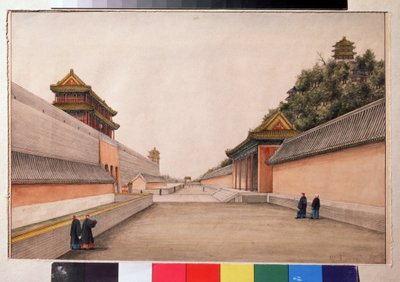 北京の冬の宮殿、中国のスケッチ シリーズ (中国のスケッチ、北京の冬の宮殿)。 Ivan Petrovich Alexandrov (1780-1818) による絵画。 紙に水彩、21.5 x 28.3 cm 作： Ivan Alexandrov