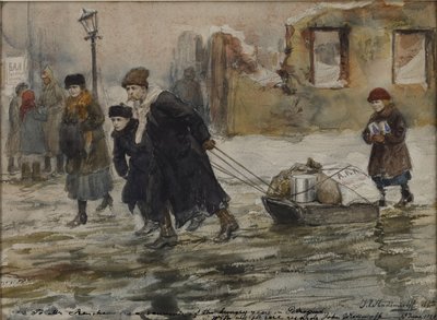 そりで食べ物を運ぶ、1923年。 作： Ivan Alexeyevic Vladimirovh