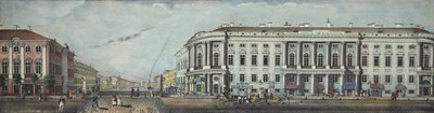 ストロガノフ宮殿と警察橋。 1830年のネフスキー大通りのパノラマから 作： Ivan Alexeyevich Ivanov