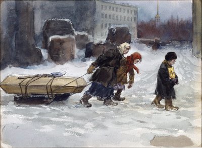 共産主義者ではなかった労働者の埋葬。 水彩, ガッシュ ・ 紙 作： Ivan Alexeyevich Vladimirov