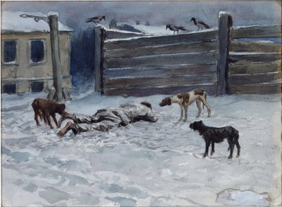 ウラジミロフ、イヴァン・アレクセイエビッチ（1869-1947）によって飢餓で死亡（自然から引き出された）。 水彩, ガッシュ ・ 紙 作： Ivan Alexeyevich Vladimirov
