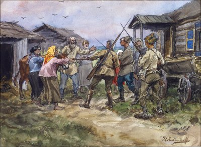 ルガ近くの村での赤軍への牛の接収 作： Ivan Alexeyevich Vladimirov
