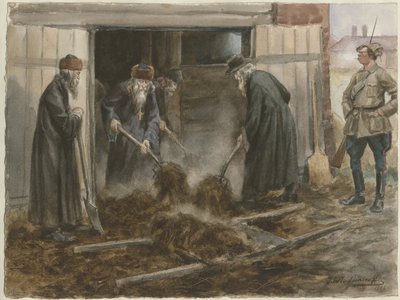 干し草を刈り取るロシアの聖職者：1918年9月一連の水彩画ロシア革命19 作： Ivan Alexeyevich Vladimirov