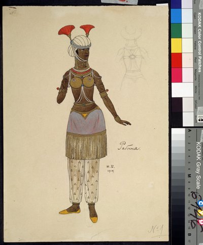 オペラの衣裳 ニコラス (ニコライ) リムスキー・コルサコフ (リムスキー＝コルサコフ) (1844-1908) による黄金の鶏（ビリビン）（1876-19）。 作： Ivan Yakovlevich Bilibin