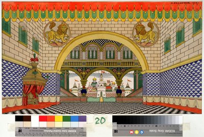 ニコラス (ニコライ) リムスキー コルサコフ (リムスキー-コルサコフ) (1844-1908) によるオペラ「黄金の雄鶏」のセットの準備図. イヴァン ヤコレヴィチ ビリビン (ビリビ) の絵 作： Ivan Yakovlevich Bilibin