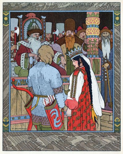ツァレヴィッチ・イワン、火の鳥と灰色の狼、1899年頃（リトグラフ 作： Ivan Yakovlevich Bilibin