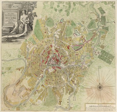 モスクワの地図、1739年 作： Ivan Fyodorovich Michurin