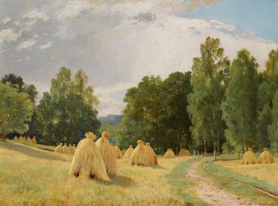 "Haystacks at Preobrazhenskoie, Russia" (Haystacks, Preobrazhenskoe) イワン・シーシキン（1832-1898）の絵画 - 1890 - キャンバスに油彩 Dim 70,5x93 cm プライベート・コレクション 作： Ivan Ivanovich Shishkin