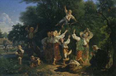 ウクライナの地主果樹園での桜の収穫、1858年 作： Ivan Ivanovich Sokolov