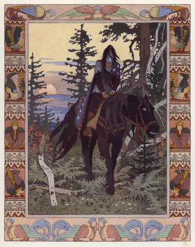 Vassilisa The Beautiful」のイラスト（カラーリトグラフ 作： Ivan Yakovlevich Bilibin