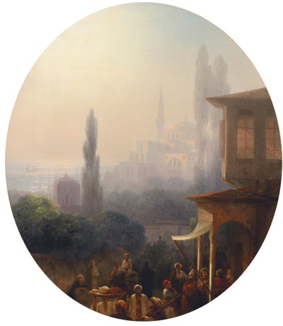 コンスタンティノープルの市場シーン、ハギアソフィア大聖堂、1860年 作： Ivan Konstantinovich Aivazovsky