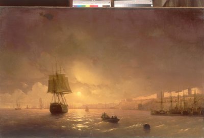 月明かりに照らされた夜のオデッサの眺め 作： Ivan Konstantinovich Aivazovsky
