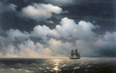 ブリッグマーキュリー号が2隻のトルコ船に襲撃された。 作： Ivan Konstantinovich Aivazovsky