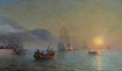 1892年にパロスから出航したクリストファーコロンブス 作： Ivan Konstantinovich Aivazovsky