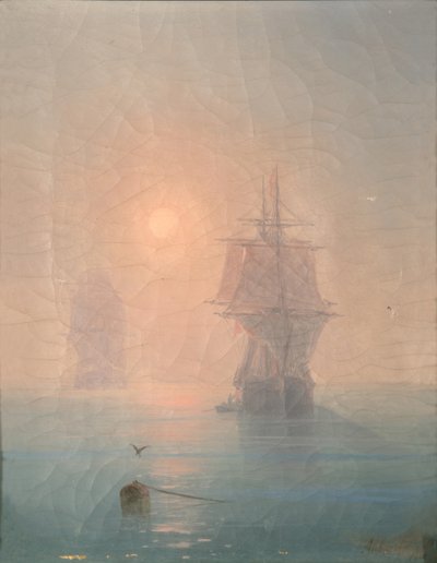 霧の中のコルベット、1886 作： Ivan Konstantinovich Aivazovsky