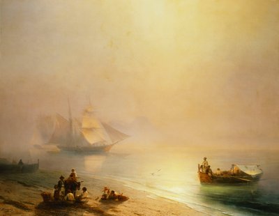 海岸のフィッシャーフォーク、ナポリ湾、1873 作： Ivan Konstantinovich Aivazovsky