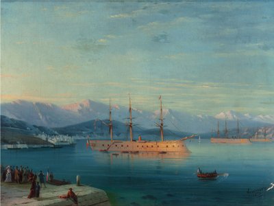 黒海を出航するフランス船 1871年（油彩・カナ 作： Ivan Konstantinovich Aivazovsky