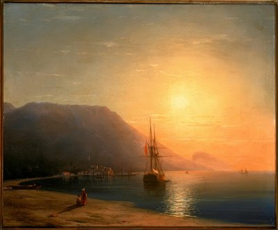 クリミア海岸のアジュダグ沖の夕日 作： Ivan Konstantinovich Aivazovsky
