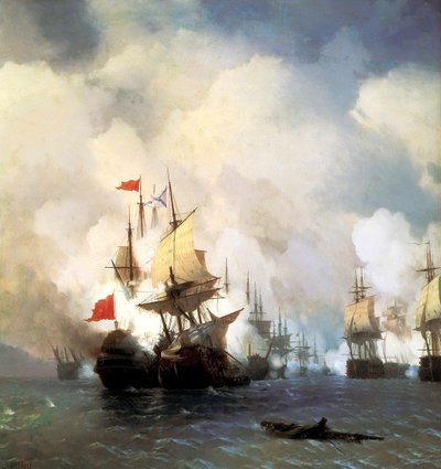 The Naval Battle of Chesma on 5th July 1770