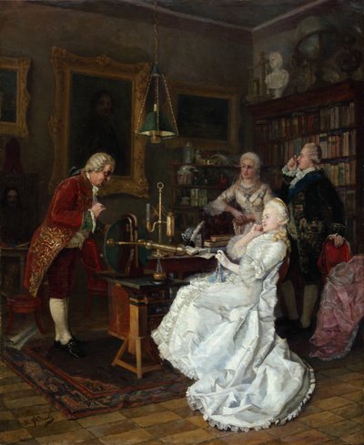 学者のミハイル・ロモノソフを訪ねる女帝エカテリーナ2世、1884年 作： Ivan Kuzmich Fyodorov