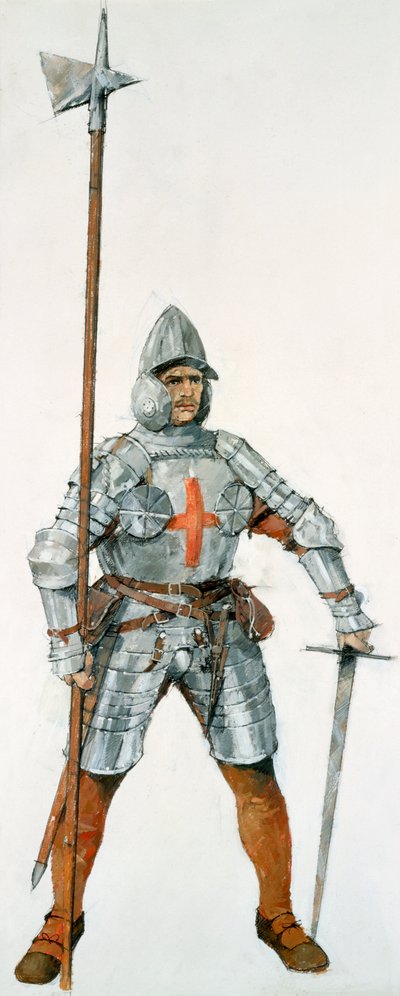 イギリスの兵士、フロッデン フィールドの戦い、1513 年、c1990-2010。 作： Ivan Lapper