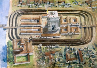 リッチバラ ローマン フォート、2 世紀、1990 ～ 2010 年。 作： Ivan Lapper