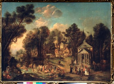 神殿の祭典 - Ivan Michailovich Tankov (Tonkov) (1740-1799) 作、キャンバスに油彩 作： Ivan Michailovich Tankov