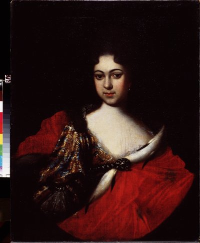 女帝プラスコヴィア イワノフナ (1694-1731)、ピエール 1 世ル グラン (1672-1725) の姪、イヴァン 5 世 (1666-1696) の娘の肖像。 （ピョートル大帝の姪、ツァレヴナ・プラスコヴィア・イワノフナの肖像）。 Peinture de Ivan Nikitich Nikitin (Nikitine) (vers 1680-apre) 作： Ivan Nikitich Nikitin