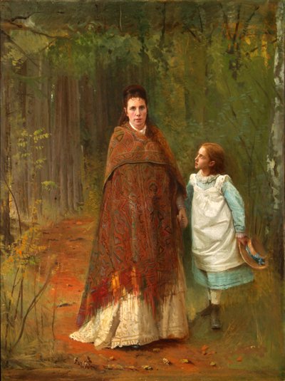 公園で。アーティストの妻と娘の肖像、1875 作： Ivan Nikolaevich Kramskoy