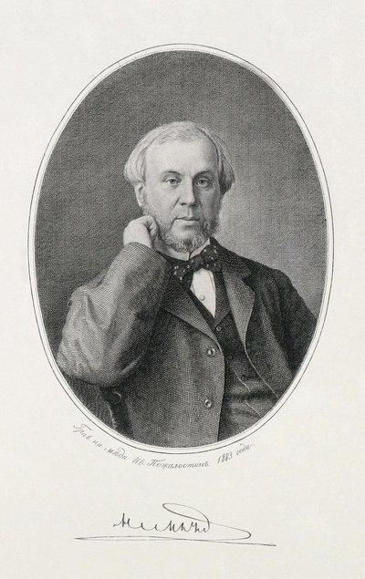 Nikolay Alexeyevich Milyutin 1818-1872、1883の肖像 作： Ivan Petrovich Pozhalostin