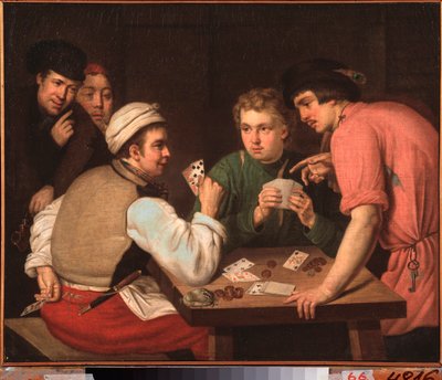 カードシャープス - Ivan Philippovich Tupylev (Toupylev) (1758-1821) による絵画、キャンバスに油彩 作： Ivan Philippovich Tupylev