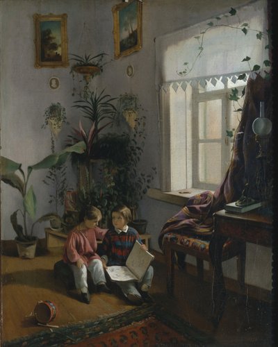 部屋で。 本を見ている少年たち、1854年 作： Ivan Phomich Khrutsky