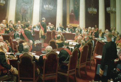 1901年、1903年5月7日のロシア帝国国家評議会の式典セッション 作： Ivan Semyonovich Kulikov