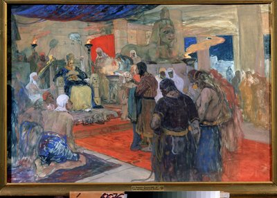エジプト古代：「宮廷の前のファラオ」1900年頃 作： Ivan Silych Goriuschkin-Sorokopudov