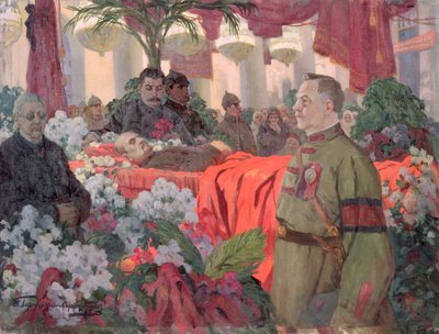 レーニン（1870-1924）の葬儀 作： Ivan Silych Goriuschkin-Sorokopudov