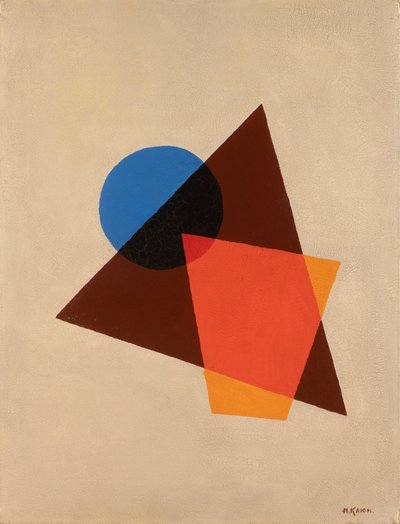 透明な赤、茶色、青のコンポジション、1920年。 作： Ivan Vassilyevich Klyun
