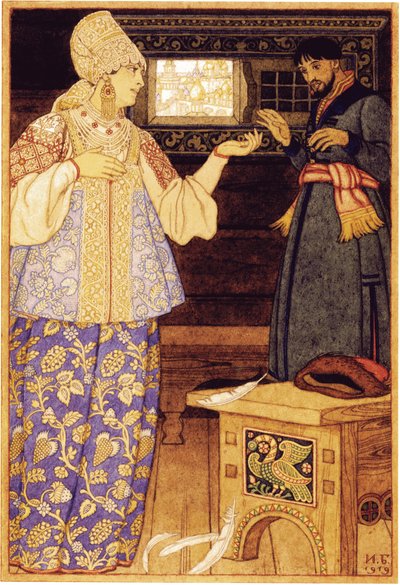 射手の妻と射手のアンドレイ、1919年 作： Ivan Yakovlevich Bilibin