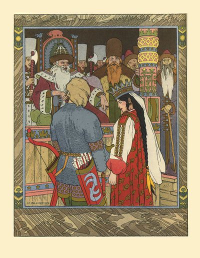 イワンツァレビッチ、火の鳥、灰色の狼のおとぎ話のイラスト、1902 作： Ivan Yakovlevich Bilibin