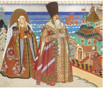 プーシキンによるサルタン皇帝のおとぎ話のイラスト 作： Ivan Yakovlevich Bilibin