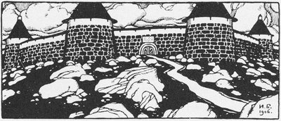 Vyacheslav Ivanovによるカインの詩の壁のイラスト。 Adskaya Pochta Hells Mail雑誌 作： Ivan Yakovlevich Bilibin
