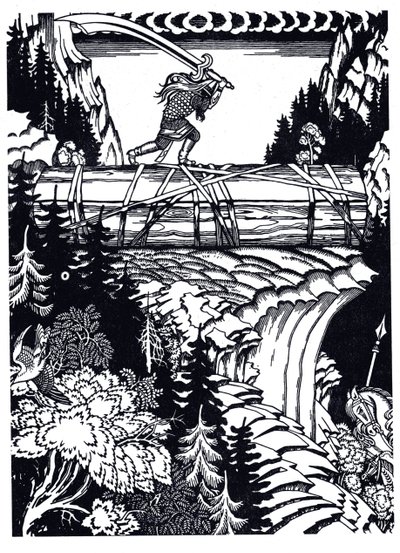 イリヤ・ムロメッツとスビアトゴール、1934 作： Ivan Yakovlevich Bilibin