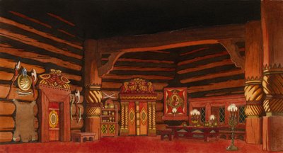オペラの舞台デザイン、N。リムスキーコルサコフ作「皇帝の花嫁」、1930年 作： Ivan Yakovlevich Bilibin